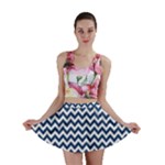 Navy Blue & White Zigzag Pattern Mini Skirt