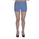 Navy Blue & White Zigzag Pattern Skinny Shorts