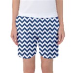 Navy Blue & White Zigzag Pattern Women s Basketball Shorts