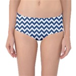 Navy Blue & White Zigzag Pattern Mid-Waist Bikini Bottoms