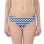 Navy Blue & White Zigzag Pattern Hipster Bikini Bottoms