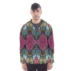 Pink Turquoise Stone Abstract Hooded Wind Breaker (men) by BrightVibesDesign