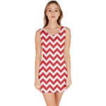 Poppy Red & White Zigzag Pattern Sleeveless Bodycon Dress