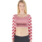 Poppy Red & White Zigzag Pattern Long Sleeve Crop Top