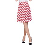 Poppy Red & White Zigzag Pattern A-Line Skirt