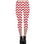 Poppy Red & White Zigzag Pattern Capri Leggings 