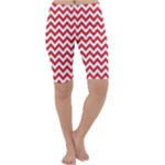 Poppy Red & White Zigzag Pattern Cropped Leggings 