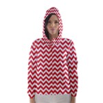 Poppy Red & White Zigzag Pattern Hooded Wind Breaker (Women)