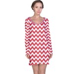 Poppy Red & White Zigzag Pattern Long Sleeve Nightdress