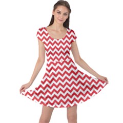 Poppy Red & White Zigzag Pattern Cap Sleeve Dresses by Zandiepants