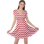 Poppy Red & White Zigzag Pattern Cap Sleeve Dresses