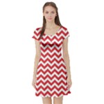 Poppy Red & White Zigzag Pattern Short Sleeve Skater Dress