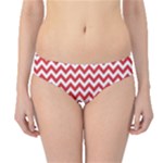 Poppy Red & White Zigzag Pattern Hipster Bikini Bottoms