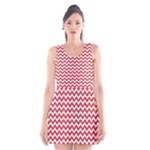 Poppy Red & White Zigzag Pattern Scoop Neck Skater Dress