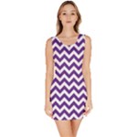 Royal Purple & White Zigzag Pattern Sleeveless Bodycon Dress
