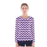 Royal Purple & White Zigzag Pattern Women s Long Sleeve Tee