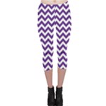 Royal Purple & White Zigzag Pattern Capri Leggings 