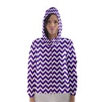 Royal Purple & White Zigzag Pattern Hooded Wind Breaker (Women)
