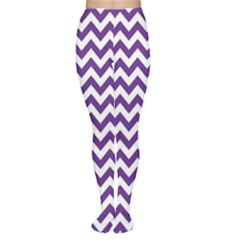 Royal Purple & White Zigzag Pattern Women s Tights by Zandiepants
