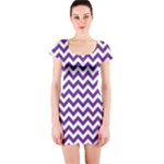 Royal Purple & White Zigzag Pattern Short Sleeve Bodycon Dress