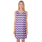 Royal Purple & White Zigzag Pattern Sleeveless Satin Nightdress