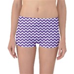 Royal Purple & White Zigzag Pattern Reversible Boyleg Bikini Bottoms