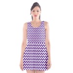Royal Purple & White Zigzag Pattern Scoop Neck Skater Dress