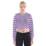 Royal Purple & White Zigzag Pattern Women s Cropped Sweatshirt