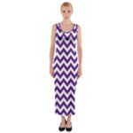 Royal Purple & White Zigzag Pattern Fitted Maxi Dress