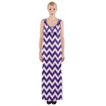 Royal Purple & White Zigzag Pattern Maxi Thigh Split Dress