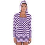 Royal Purple & White Zigzag Pattern Women s Long Sleeve Hooded T-shirt