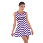 Royal Purple & White Zigzag Pattern Racerback Dresses