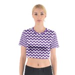 Royal Purple & White Zigzag Pattern Cotton Crop Top