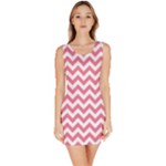 Soft Pink & White Zigzag Pattern Sleeveless Bodycon Dress
