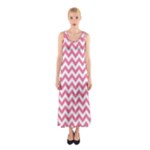 Soft Pink & White Zigzag Pattern Sleeveless Maxi Dress