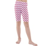 Soft Pink & White Zigzag Pattern Kid s Mid Length Swim Shorts