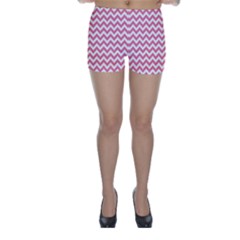 Soft Pink & White Zigzag Pattern Skinny Shorts by Zandiepants