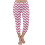Soft Pink & White Zigzag Pattern Capri Winter Leggings 