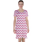 Soft Pink & White Zigzag Pattern Short Sleeve Nightdress
