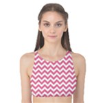 Soft Pink & White Zigzag Pattern Tank Bikini Top