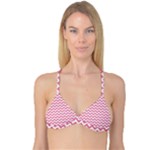 Soft Pink & White Zigzag Pattern Reversible Tri Bikini Top