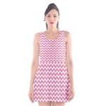 Soft Pink & White Zigzag Pattern Scoop Neck Skater Dress