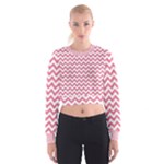 Soft Pink & White Zigzag Pattern Women s Cropped Sweatshirt