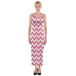Soft Pink & White Zigzag Pattern Fitted Maxi Dress