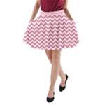 Soft Pink & White Zigzag Pattern A-Line Pocket Skirt