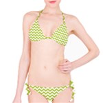 Spring Green & White Zigzag Pattern Bikini Set