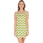 Spring Green & White Zigzag Pattern Sleeveless Bodycon Dress
