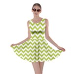 Spring Green & White Zigzag Pattern Skater Dress