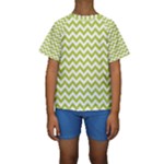 Spring Green & White Zigzag Pattern Kid s Short Sleeve Swimwear