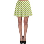 Spring Green & White Zigzag Pattern Skater Skirt